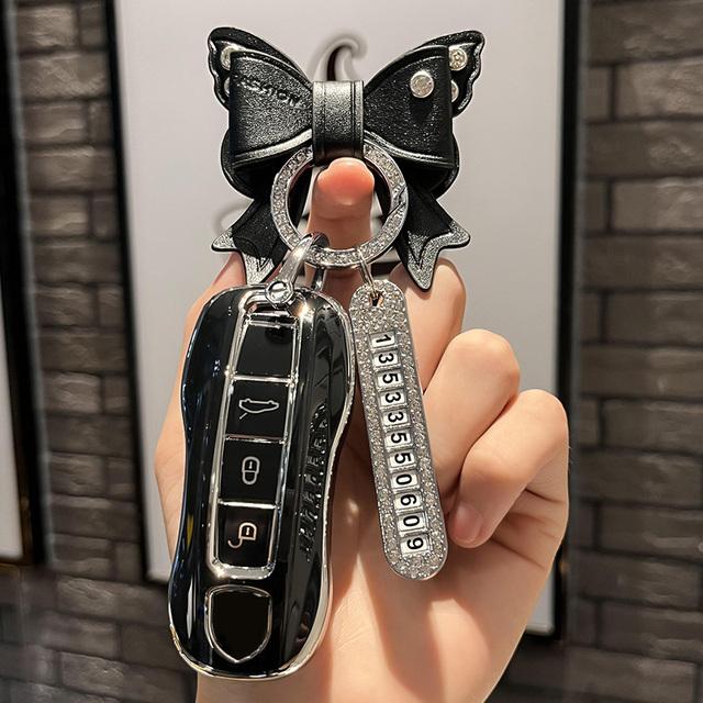 Чехол для ключей из ТПУ с 3 кнопками, брелок для Porsche Panamera Cayenne 971 911 9YA Macan Boxster, автомобильные аксессуары