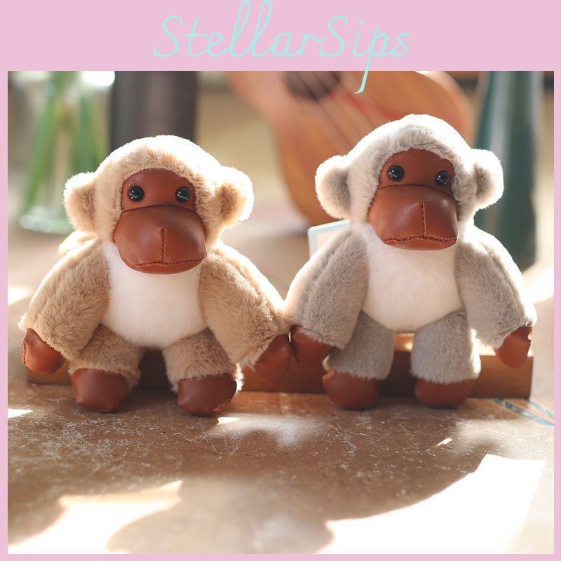 Adorable Plush Monkey Keychain Soft Stuffed Animal Doll Cuddly Keyring Accessory