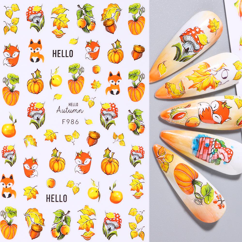 Осенние наклейки для ногтей 'Кленовый лист' - Цветочный и лиственный самоклеящийся дизайн