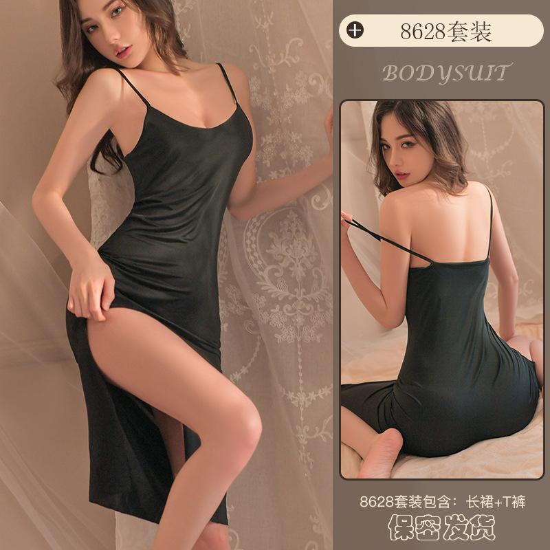 Erotic Underwear, Sexy halter Long Dress, Hot Nightclub Uniform, Role-playing pajamas manufacturer Wholesale 8628