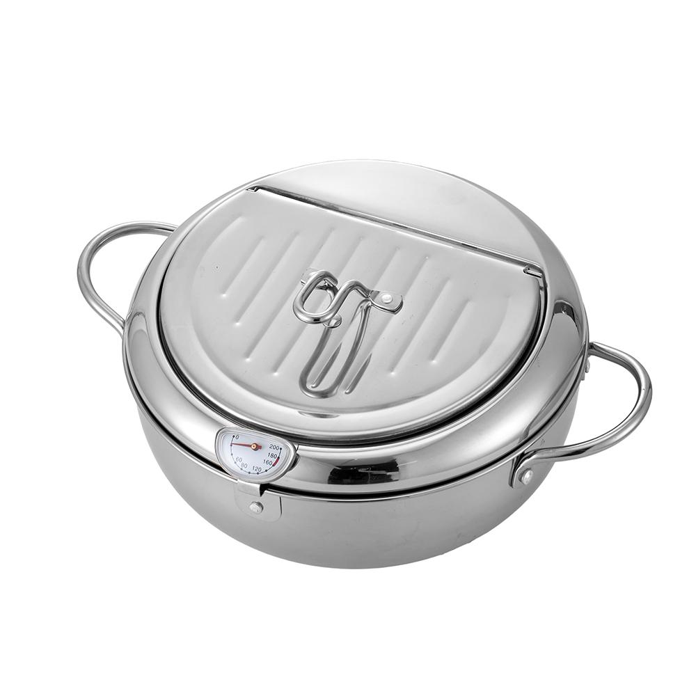 304 Stainless Steel Deep Frying Pot 3.4L Capacity 33x24.8x15CM Kitchen Cooking Fryer Pot