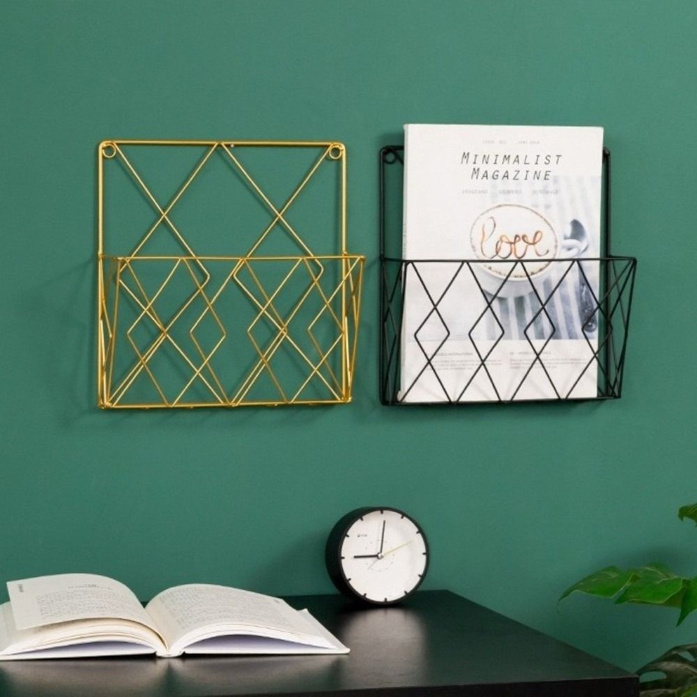 Wall Mounted Book Newspaper Storage Rack Metal Magazine Holder Tabletop Display Stand  for Home