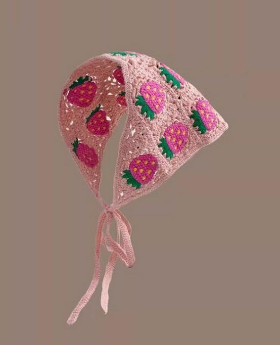 Весенне-осенний корейский треугольный шарф и повязка для волос крючком - милый цветочный стиль для женщин и девочек