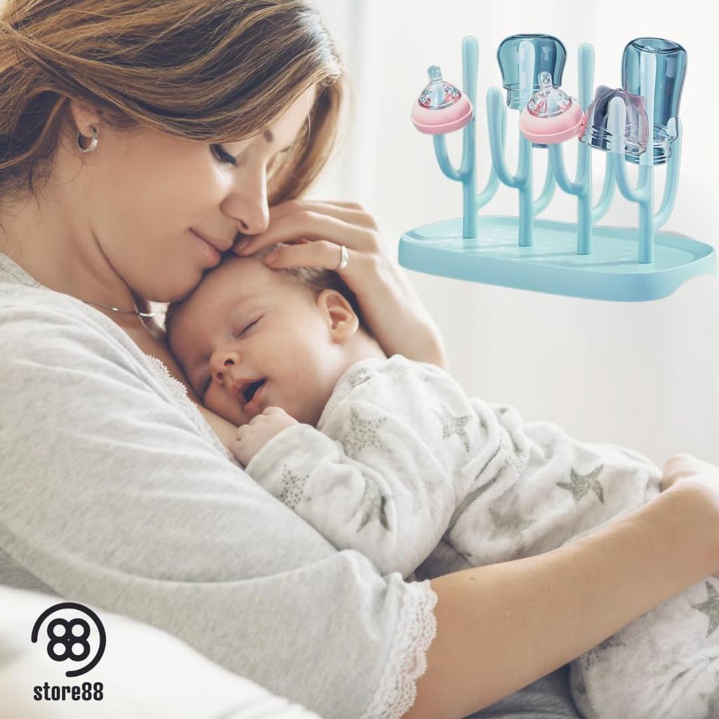 Store88 Baby Bottle Rack, Bottle Stand, Drying and Draining Rack, Bottle Storage Rack, Baby Supplies, Baby Gift (Pink)