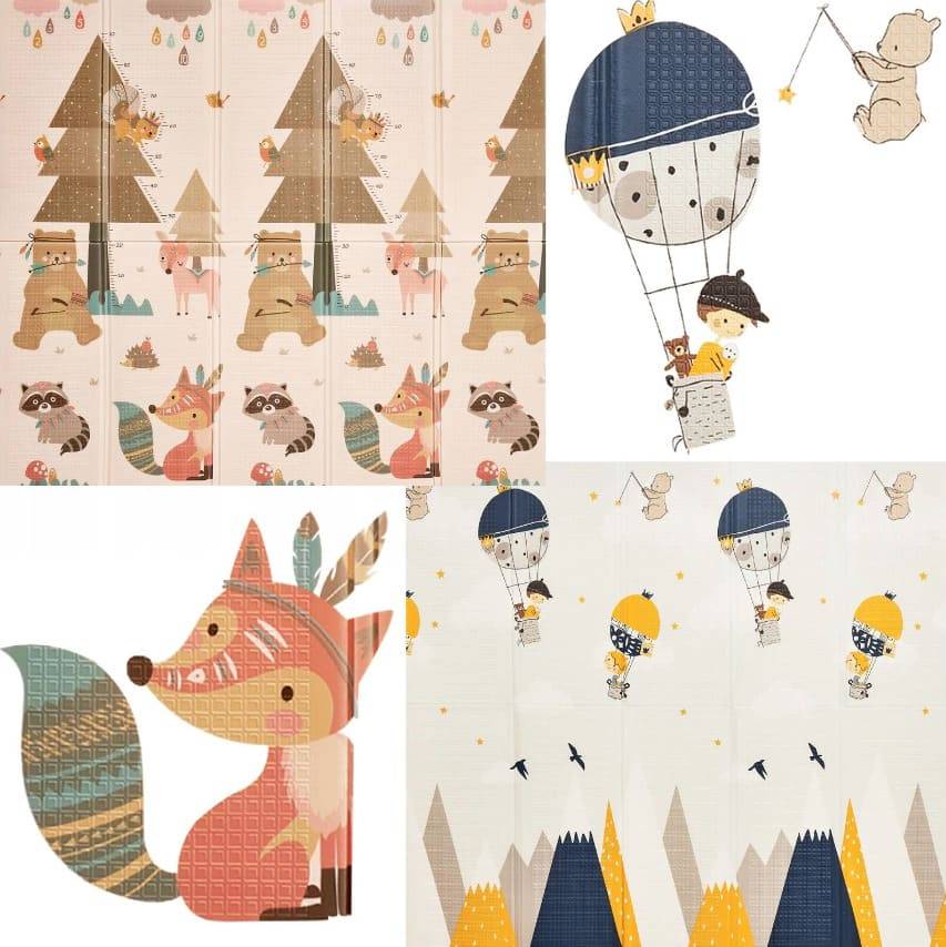 10 мм складной коврик из пены "Полет на воздушном шаре" 200 х 180 см