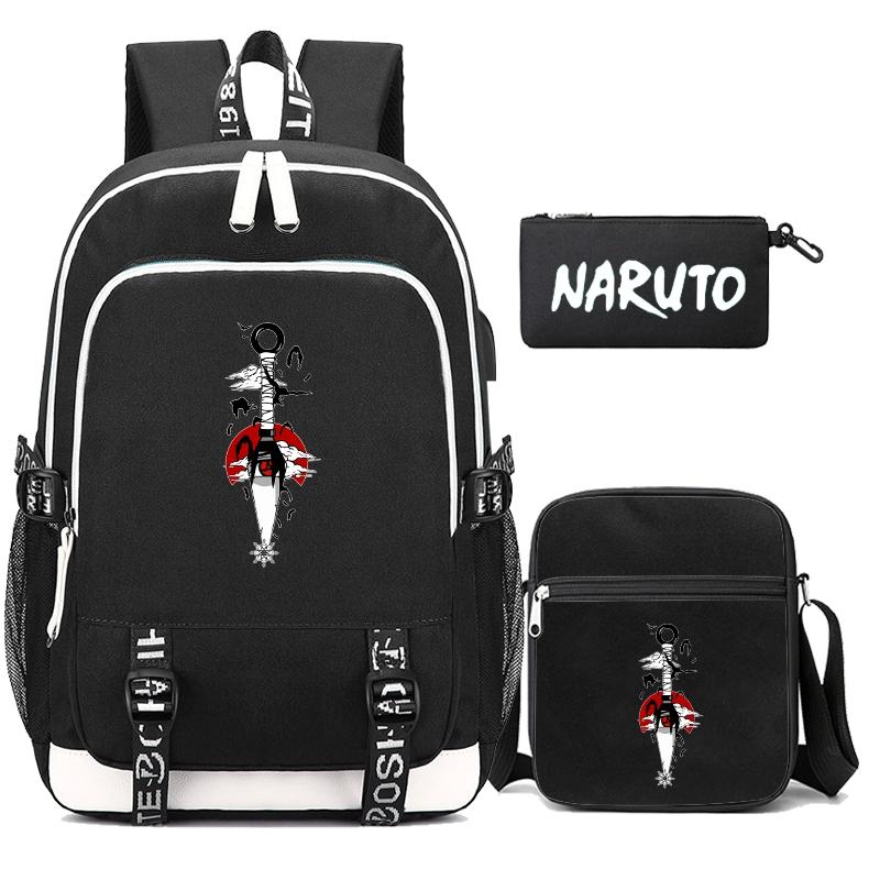3 шт./компл. рюкзак аниме «Наруто» для мальчиков и девочек-подростков, школьный рюкзак с сумкой на плечо, чехол Pencli, дорожная сумка, рюкзак