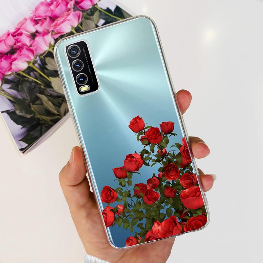 Для Vivo Y11s Y12s Чехол V2028 V2026 V2033 Популярный Цветок Прозрачная Силиконовая Задняя Крышка Для Vivo Y20 Y20i Y20s V2029 V2027 V2032 Funda