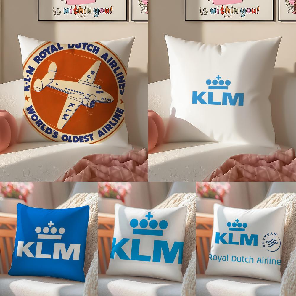 Netherlands Klm RRoyal Dutch Airlines Cushion Cover Pillowcase Short Plush Invisible zipper Room Sofa Cushion Cover
