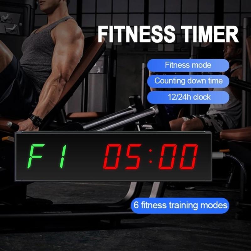 Таймер для зала, Интервальные часы с ярким светодиодом, Таймер Crossfits с обратным/прямым отсчетом, Секундомер, Настенный таймер для тренировок с пультом ДУ для зала