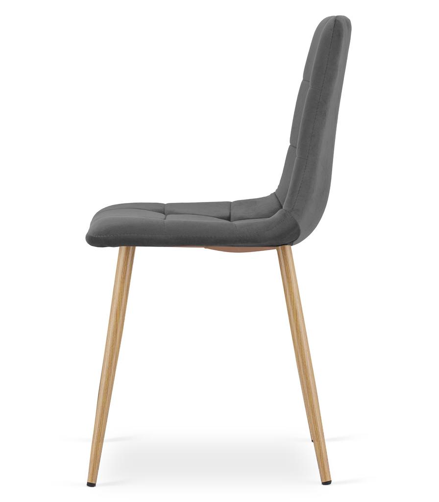 KARA chair - dark gray velvet / wood color legs x 2