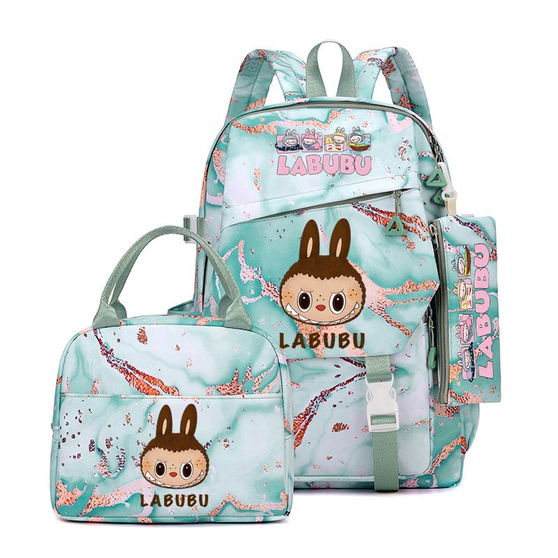 3Pcs/set Cute Printed Backpack Lunch Bag Pencil Case Teen Child Girl Kid Schoolbag Student Bookbag Knapsack Women Travel Bag Gift