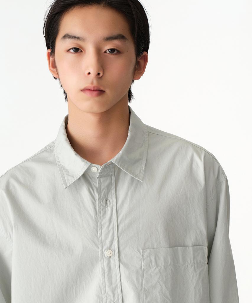 MUSINSA STANDARD Relaxed Washed Poplin Short Sleeve Shirt [Dusty Mint]