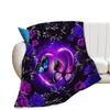 Purple Butterfly Flannel Blanket Watercolor Pattern Blanket Home Office Nap Blanket Air Conditioning Blanket