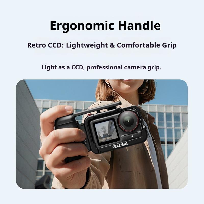 TELESIN Handle Grip For DJI OSMO Action 5 Pro/3/4 lightweight Frame Safety Wrist Hand Protect Cold Shoe Expansion Accessory