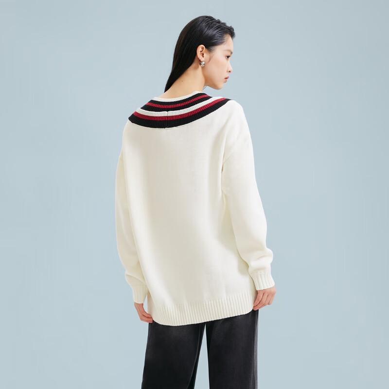 Vero Moda Women's Ribbed Color Block V-Neck Knit Sweater