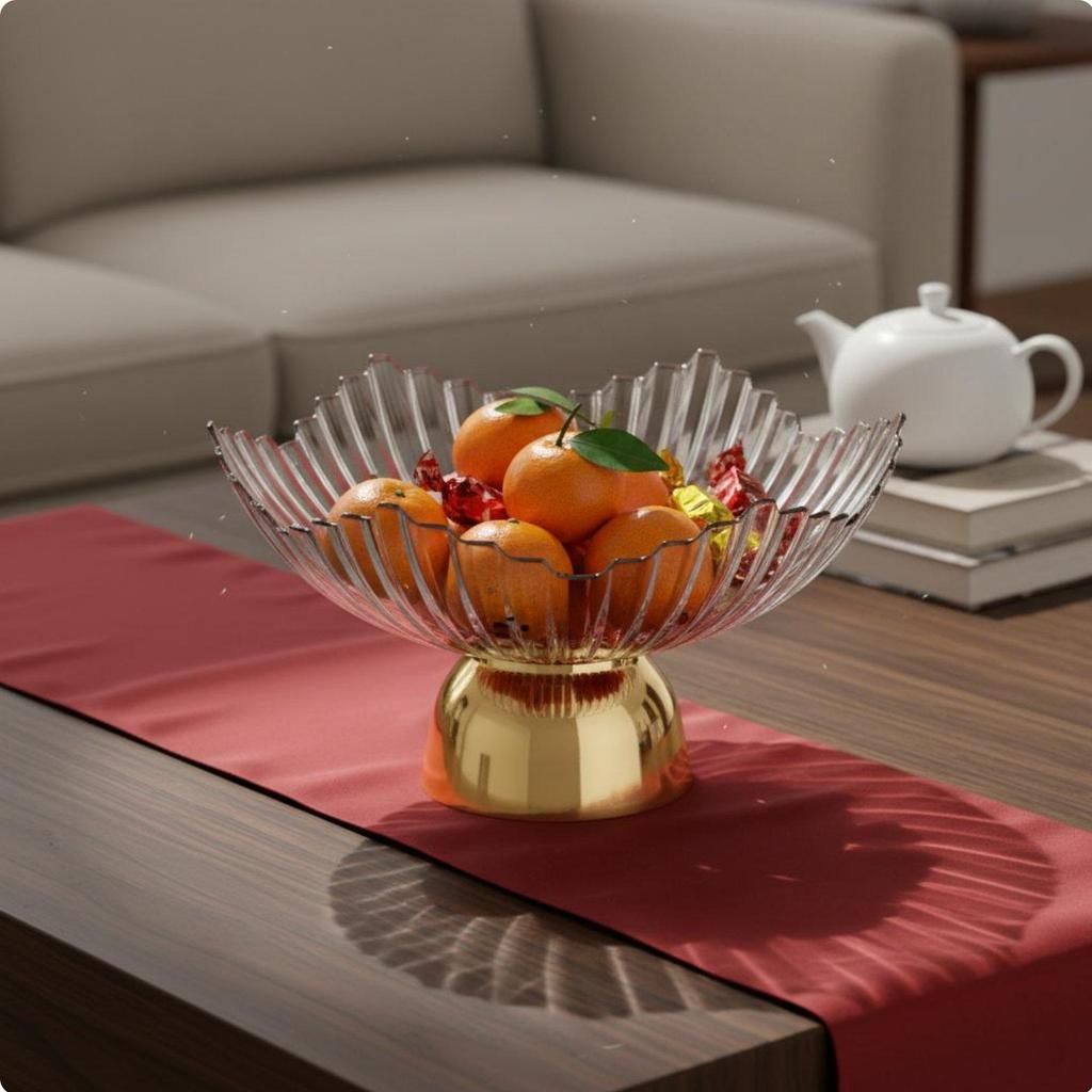 Pedestal Fruit Illuminated Bowl Elegant Design High Foot