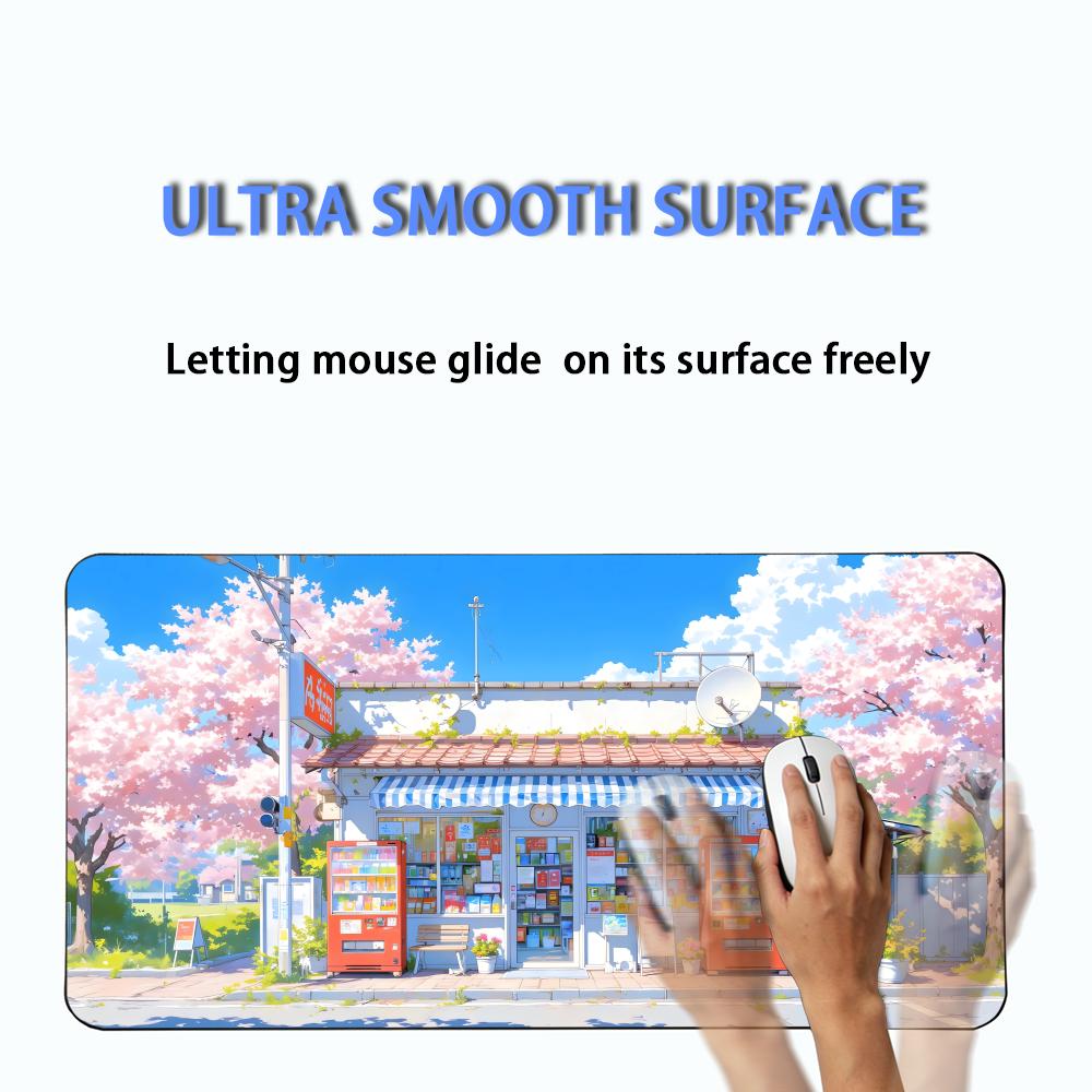 Convenience Store Pattern XXL Gaming Mouse Pad, Non-slip Stitched-edge Desk Mat, Keyboard Mat,Computer Accessories for PC Gamers