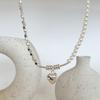 Women's Daily Silver and Pearl Heart Necklace