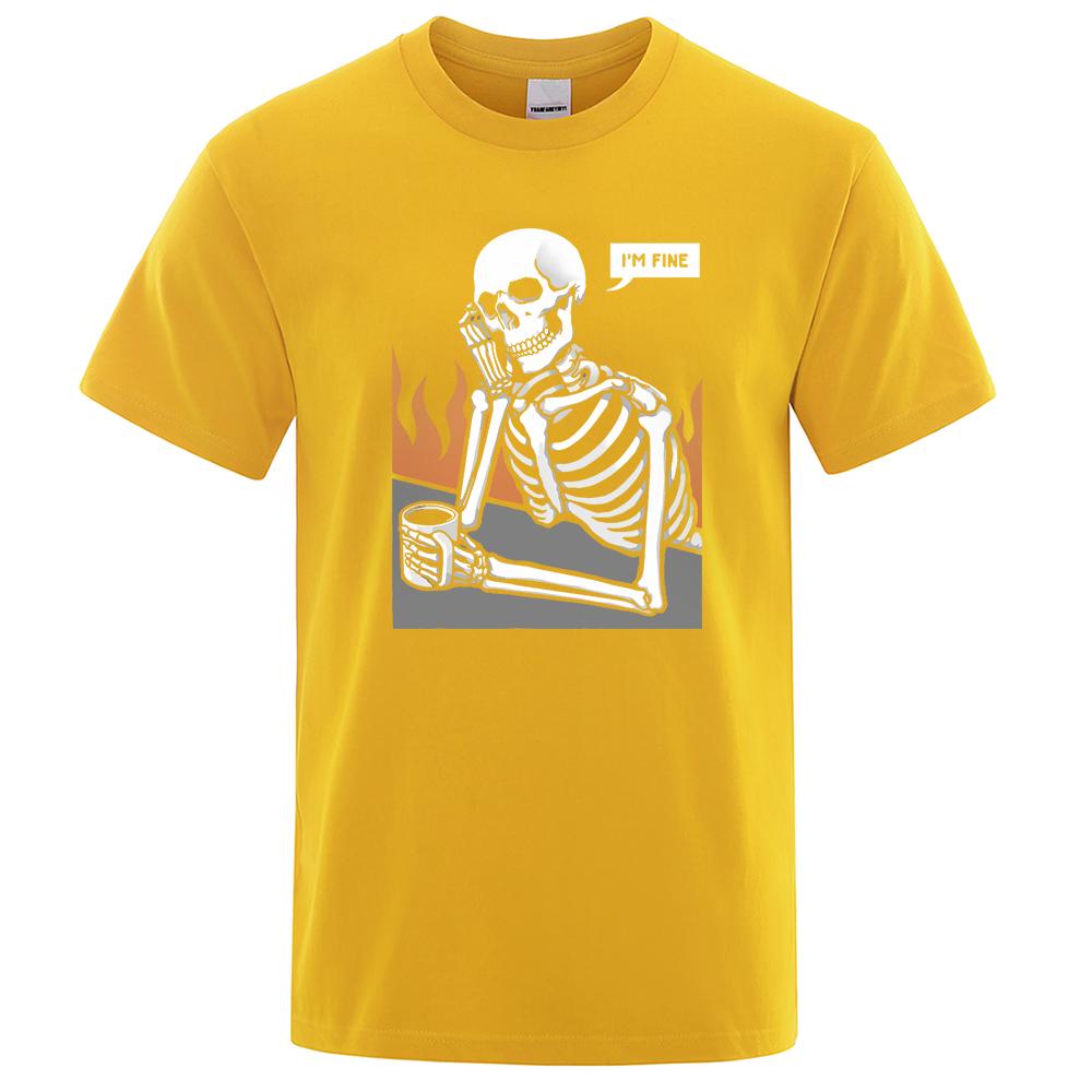 Футболка с принтом «Скелеты в медитации и Keep Alone» для мужчин, модные хлопковые футболки, футболки больших размеров, хлопковые топы