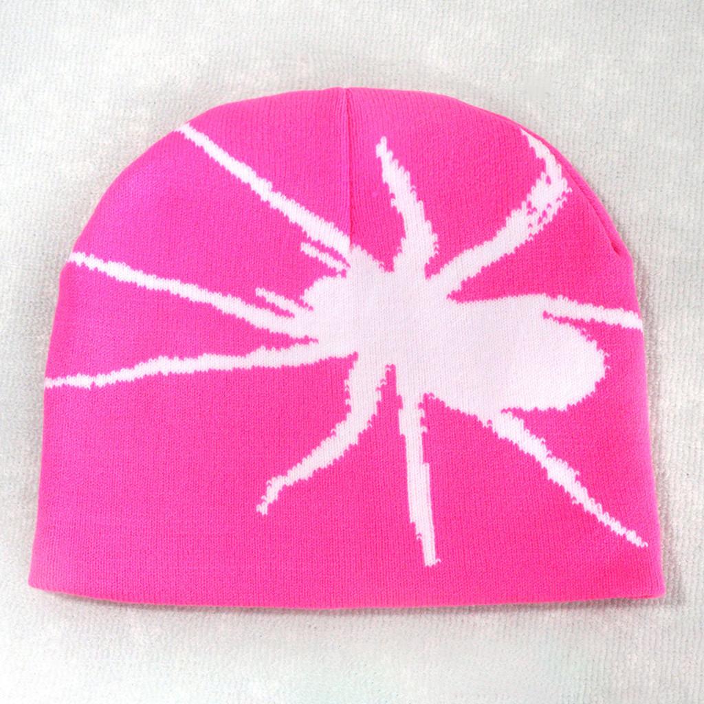 Knitted Fashion Hat With Spider Embroidery Design For Keeping Outdoors Warm