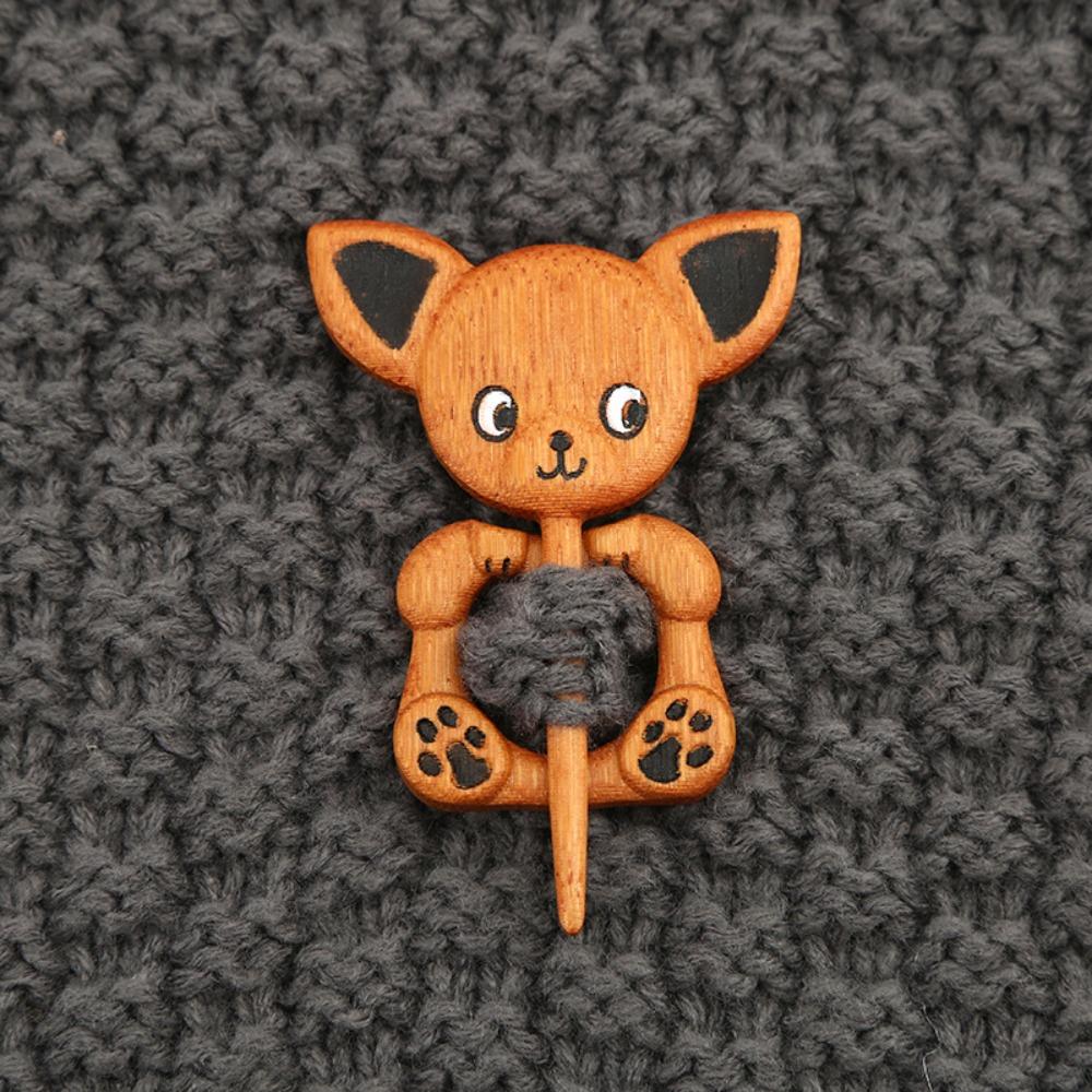 Милая брошь-значок в виде животного, свитер, щенок, котенок, пряжка для шарфа, ретро, деревянная, для вечеринки
