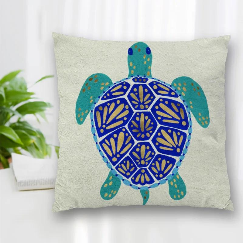 Hot Sale Decorative Pillowcase Turtle Art Painting Square Zipper Best Gift