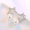 Серьги-подвески из стерлингового серебра 925 пробы с блестками и цирконием в форме звезды, серьги с жемчугом для женщин, ювелирные изделия S-E225