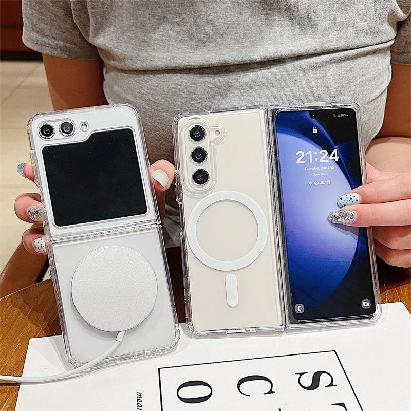 Samsung Z Flip 6 Прозрачный Магнитный Чехол с Подушкой Безопасности Ударопрочный S26+