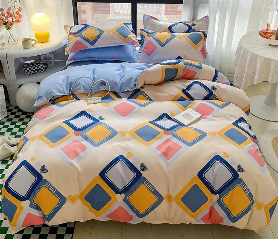 Floral Bedding Set for Kids Adult Bed Linen Duvet Cover + Flat Sheet + 2pc Pillowcase Single Queen King Size Home Textile B92M