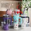 New 40oz Cartoon Thermos: Large Capacity Stainless Steel Cup with Handle and Straw