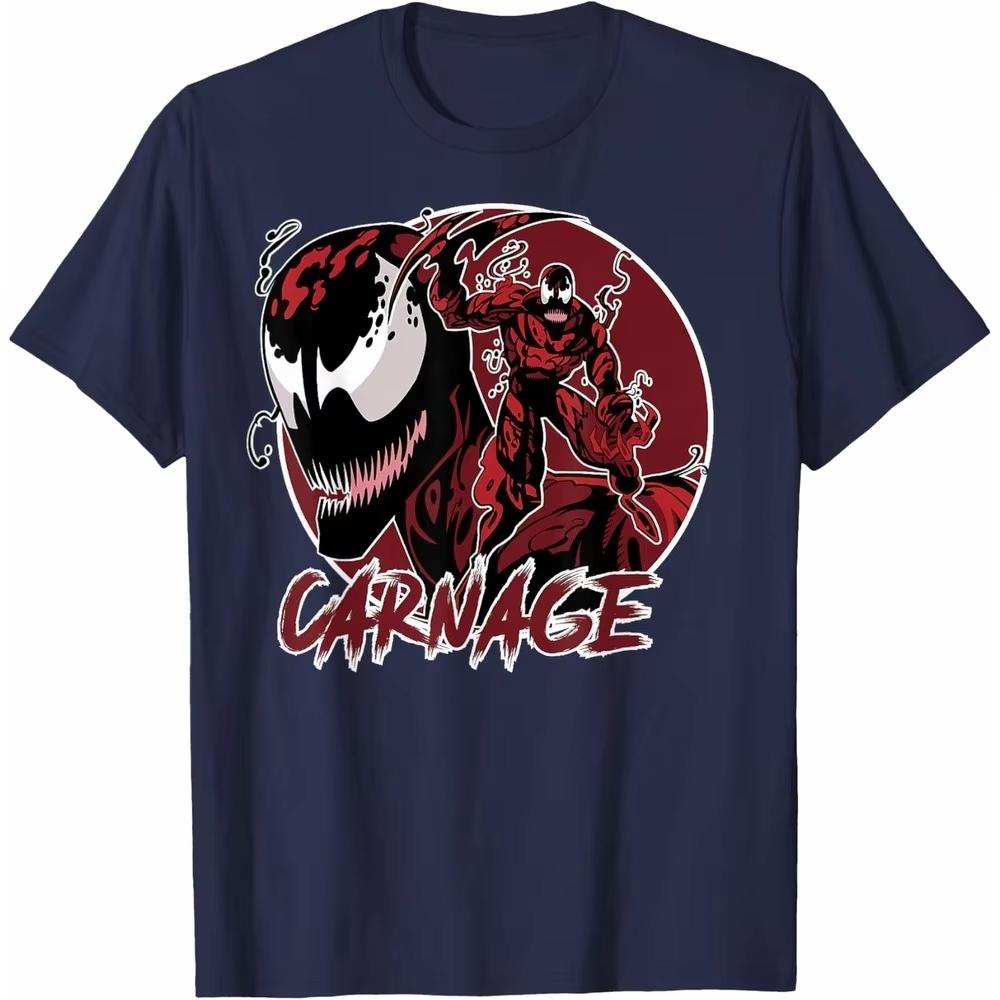 2026 Carnage Venom Marvel TShirt Unisex Short Sleeve Dark Street Style Premium Cotton Fit Crew Neck Hip Hop Top for Men Women
