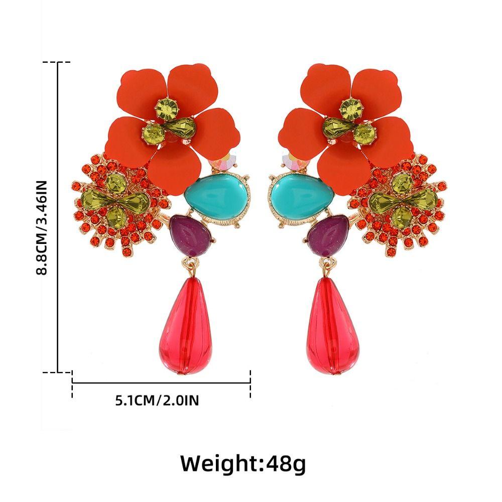 Vintage Resin Flower Earrings Beads Women Earrings Water Droplet Long Earrings  Daily Wear