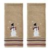 Rustic Plaid Snowman Hand Towel Set 2 Piece Cotton Terry Soft Dobby Trim Fun Embroidery Holiday Decor Farmhouse Style