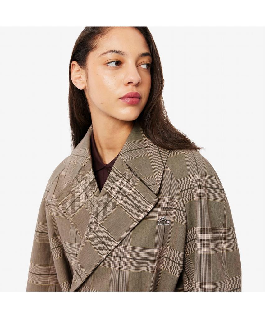 Lacoste Women'S Relaxed Fit Check Trench Coat Bf8410-55N Aim