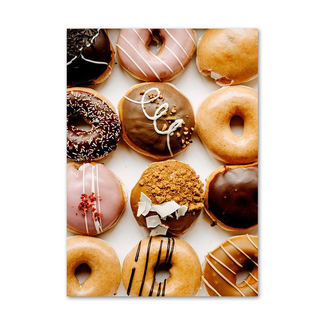 Завтрак шоколадное кольцо торт кофе хлеб плакаты на скандинавскую тему принты настенная живопись на холсте картины десертный магазин домашний декор