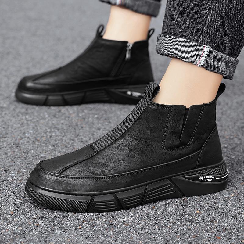 Новые высокие ботинки Противоскользящие Износостойкие Водонепроницаемые Мотоциклетные Мужские Рабочие Ботинки 2025 Челси Мужские Кожаные Ботинки Bota Masculina