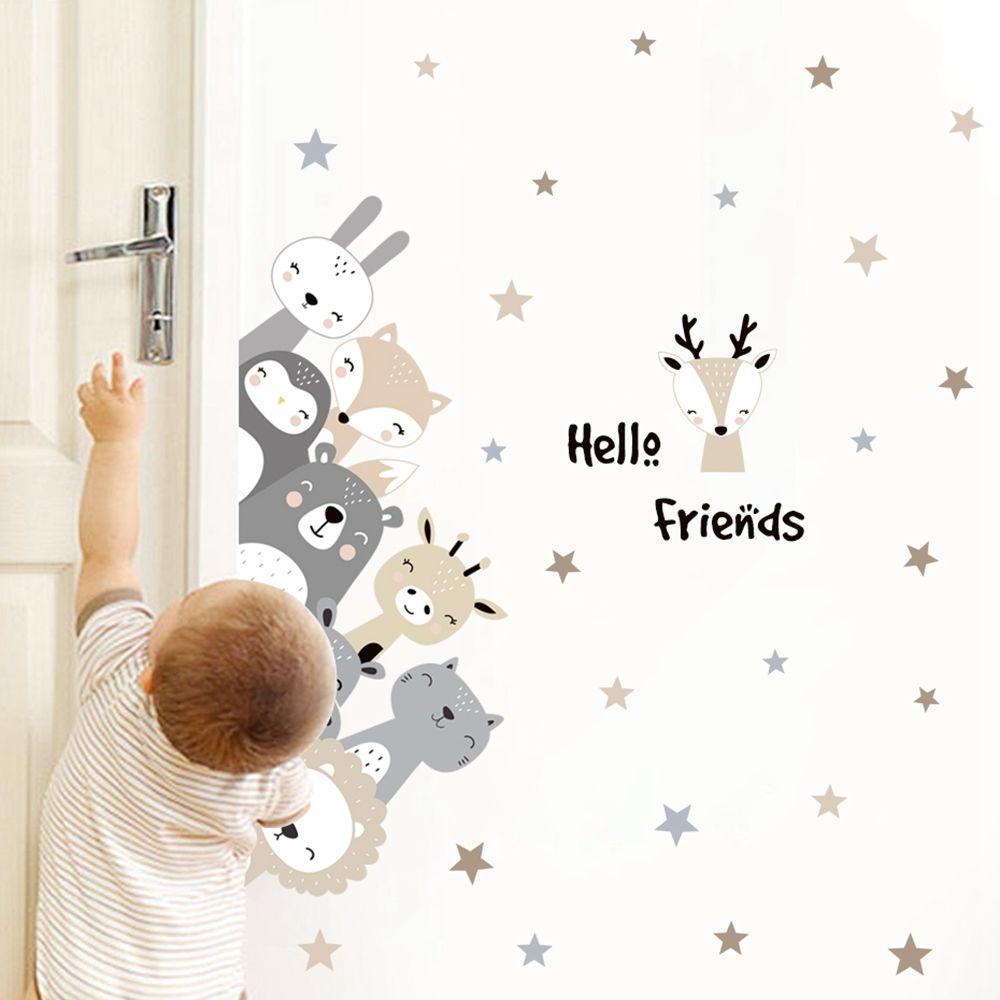 Cartoon DIY Animal Stickers Art Lion Bear For Kids Rooms Nursery Decals Mural Wall Stickers