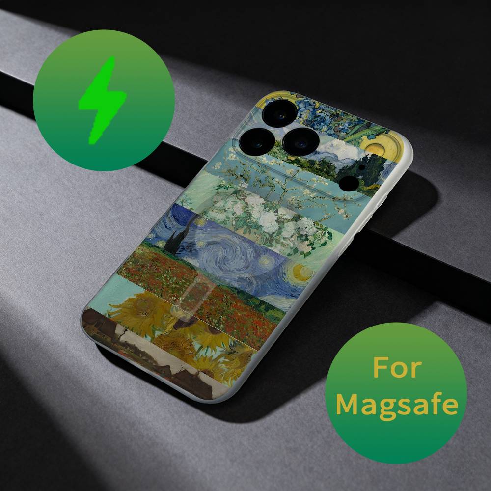 Винтажный чехол для телефона с узором Ван Гога для iPhone 17,16,15,14,13,12,X,XS,Pro,Max,Plus,E,Air,Mini с магнитной поддержкой Magsafe, Жидкий ТПУ