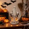 Detailed Ghost Carving Halloween Figurine, Spooky Resin Skulls Statue for Bedroom Ornament Tiered Tray Home Table Centerpiece, Party Supplies