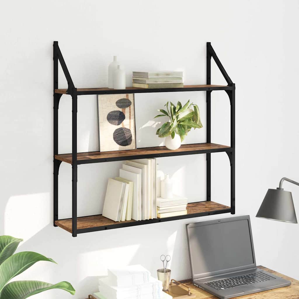 Wall Shelf with Shelf Vintage Wood Look 80 x 21 x 78.5 cm Particleboard