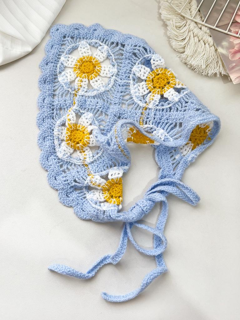 1 шт. французский цветочный деревенский треугольный вязаный крючком ободок, женский платок на голову вязаный цветочный аксессуары для волос для укладки волос декор