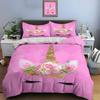 3 предмета Розовый комплект постельного белья с принтом единорога Пододеяльник 1 Пододеяльник 2 Наволочки Комплект постельного белья для взрослых и детей Роскошный в подарок для девочек