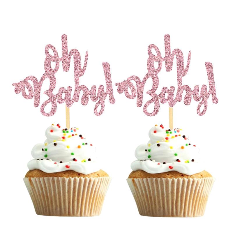 10 шт., золотой топпер для кексов Oh Baby для мальчиков и девочек, детский душ, раскрывающий пол ребенка, украшение для вечеринки в честь 1-го дня рождения, принадлежности для украшения торта