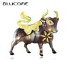 Handmade Arcylic Flower Cattle Brooches Women Bull Ox Animal New Year Party Brooch Pins Gifts Wholesale