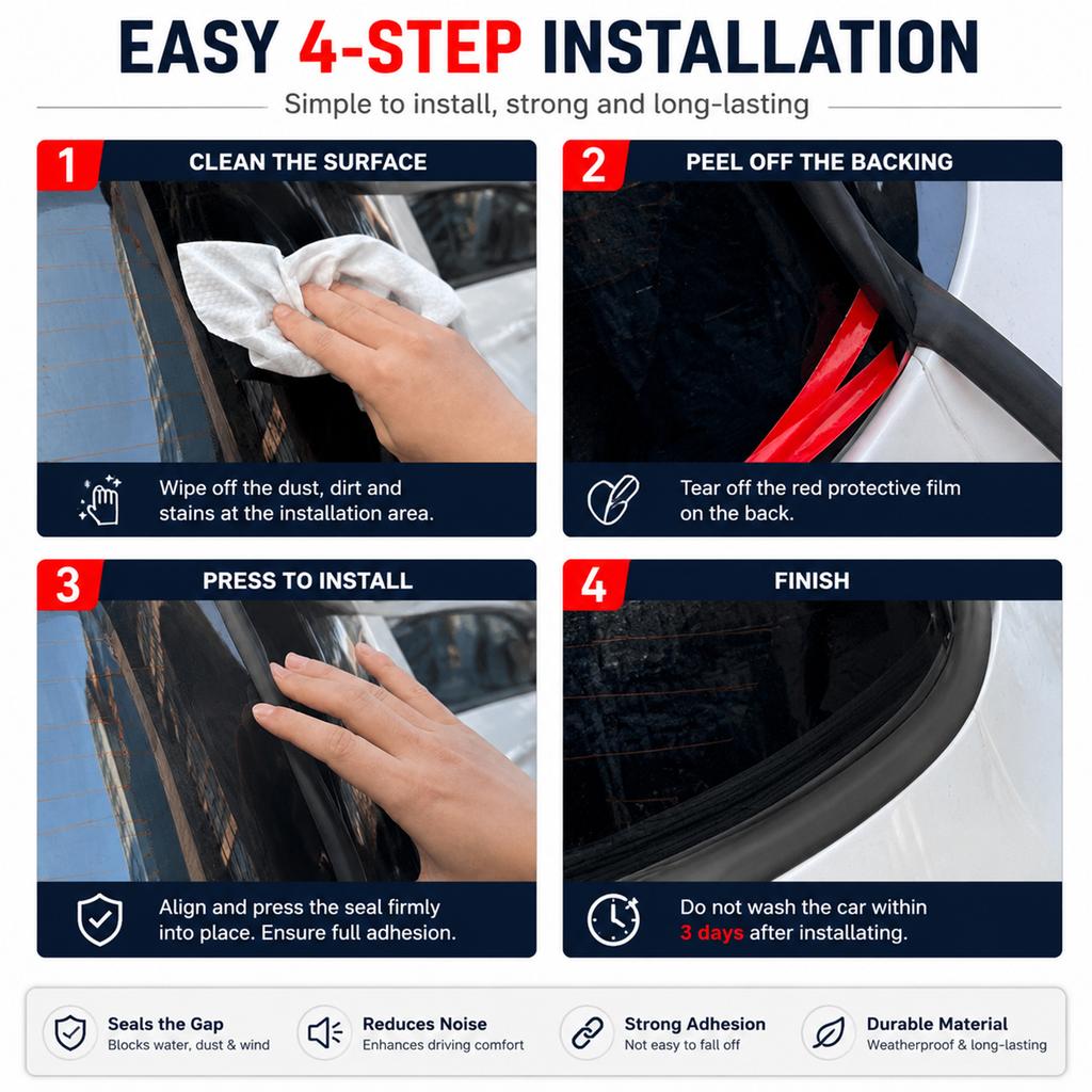 2M/4M Universal Car Windshield Weatherstripping Seal Strip Rubber Trim Noise Reduction Dustproof Waterproof Auto Accessories