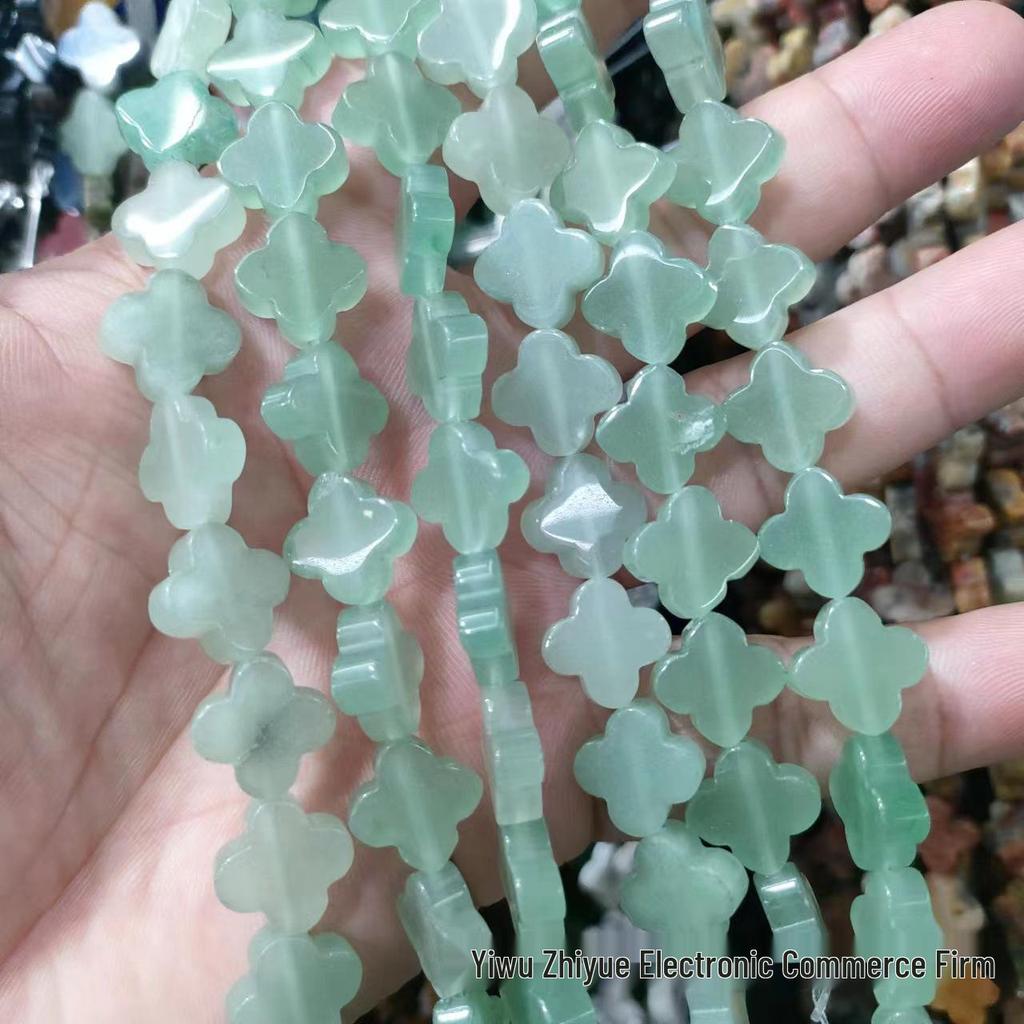 14mm Natural Crystal Agate Four-Leaf Clover Beads for DIY Jewelry