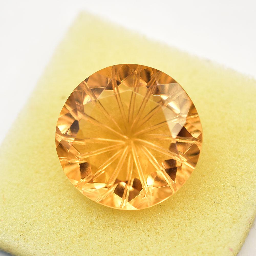 Natural Topaz Loose Gemstone Round Cut 25x25mm Brazilian Peach for Jewelry Making and Crafts