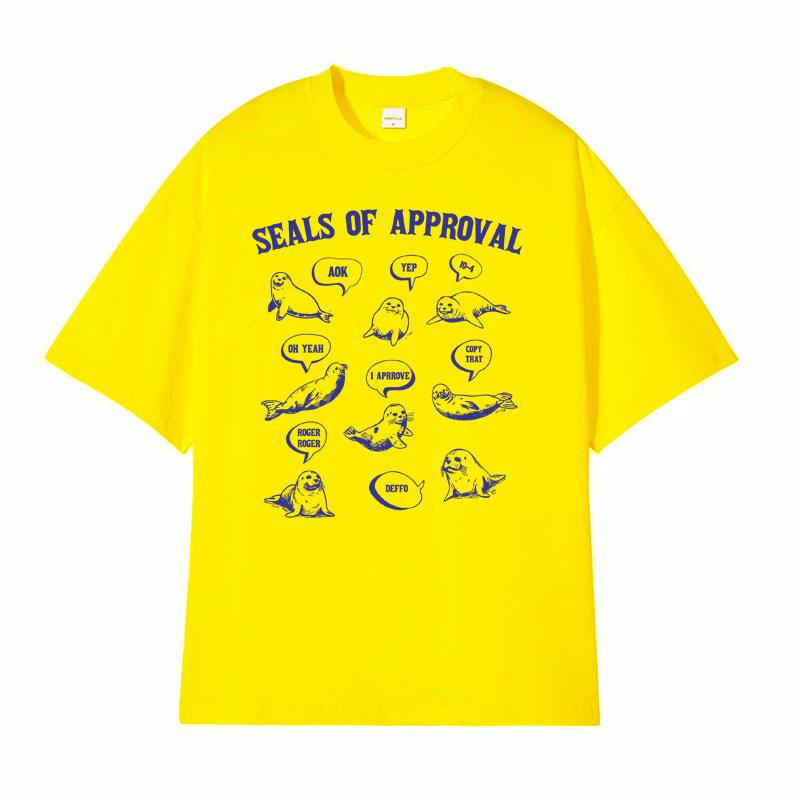 Seals of Approval Funny Meme Retro TShirt for Men Women Fashion Aesthetic 90s Tshirts Casual Cotton ONeck Short Sleeve Tshirt