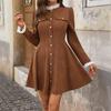High-end Long-sleeved Dress for Women's Autumn and Winter A New Style of Short Skirt with A Patchwork Base