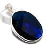 Natural London Blue Topaz Handmade 925 Sterling Silver Pendant 2.17" D6o29